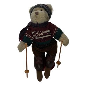 Russ Berrie Alpine Lodge Collection ~ 12" Skiing Bear - Powder W/ Stand